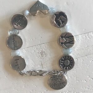 Count Your Blessings Silver Bracelet EUC